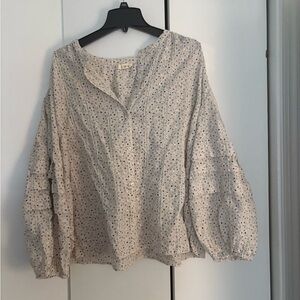 Women's Cream Button-Up Blouse